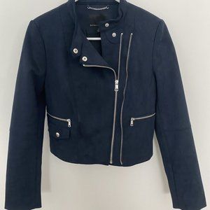 Banana Republic Vegan Suede Moto Style Jacket, Blue
